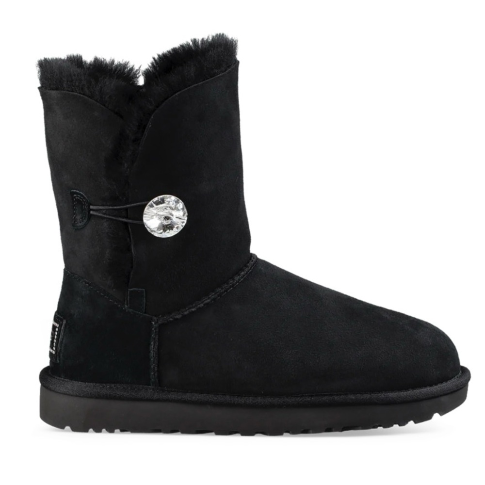 UGG Black Winter Boots with Gem Button